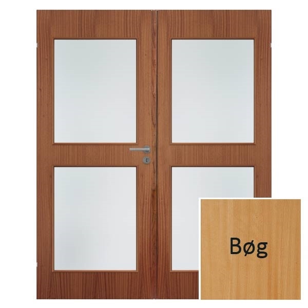 Swedoor Easy Nature G03+G03 40 mm bøg dør m. glas 62,5+62,5x194 cm (13x20)