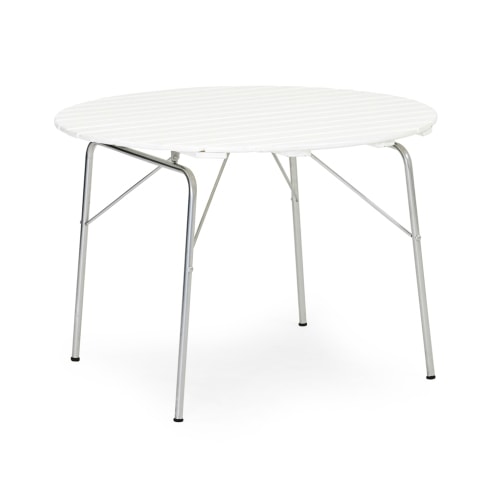 Hillerstorp Sandhamn havebord i hvid med metalstel Ø100 cm