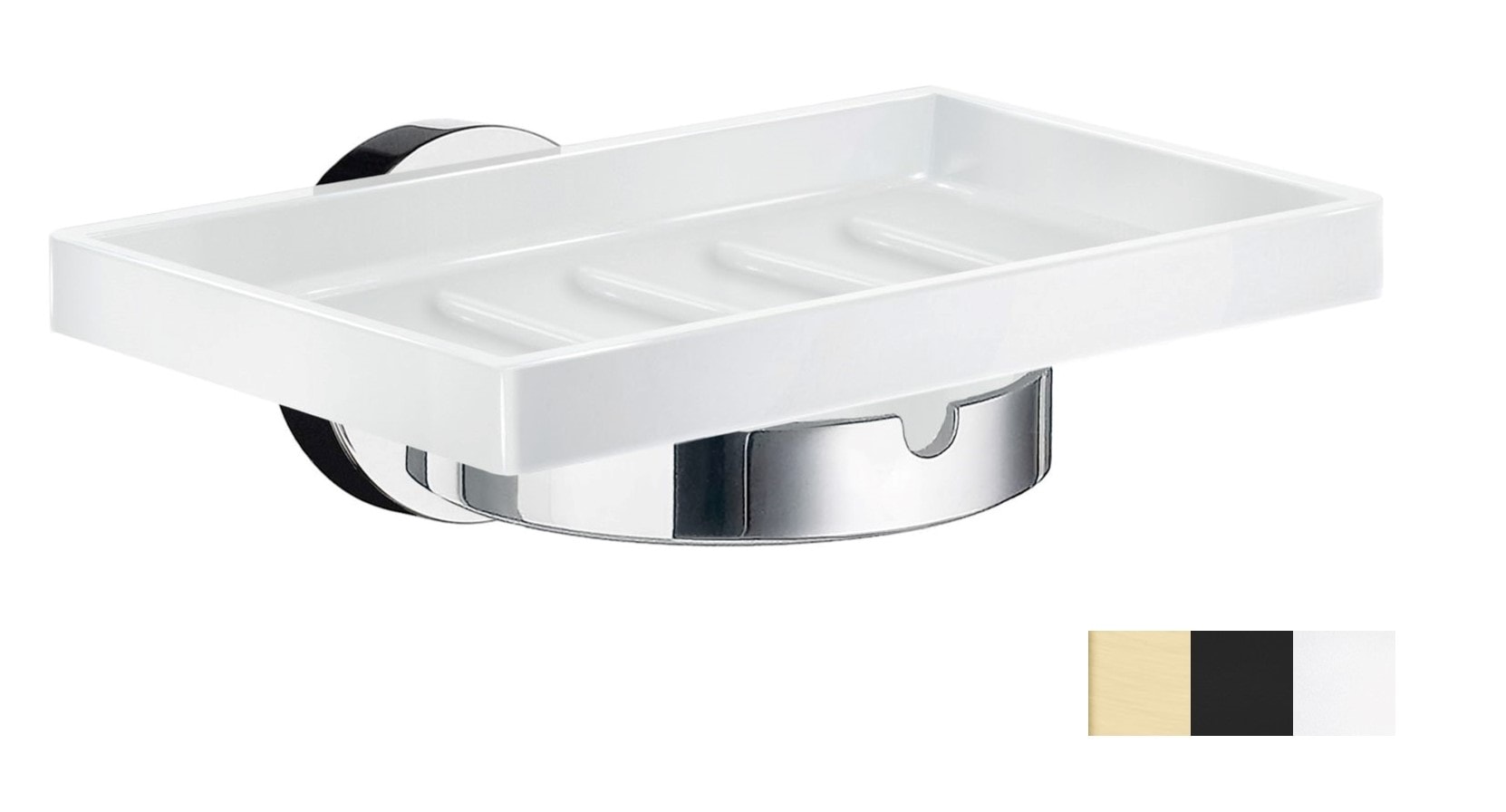 Smedbo Home sæbeskål i børstet messing/porcelæn, vægmonteret