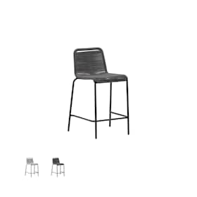 Venture Design Lindos barstol i sort/mørkegrå reb
