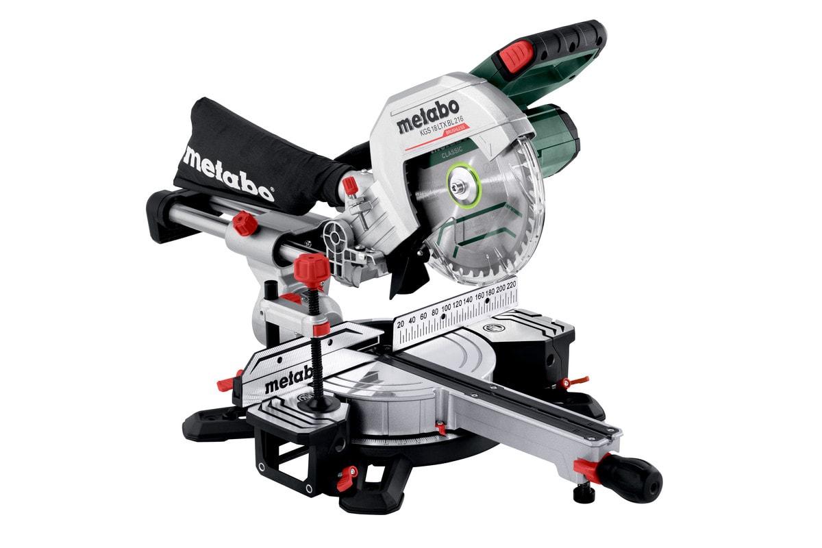 Metabo KGS 18 LTX BL 216 kap-/geringsav 18V med 2 x 8,0 Ah batteri og lader