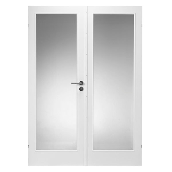 Swedoor Stable GW1+GW1, 40 mm massiv dør m/ glas HVID 82,5+82,5 x204 cm (17x21)