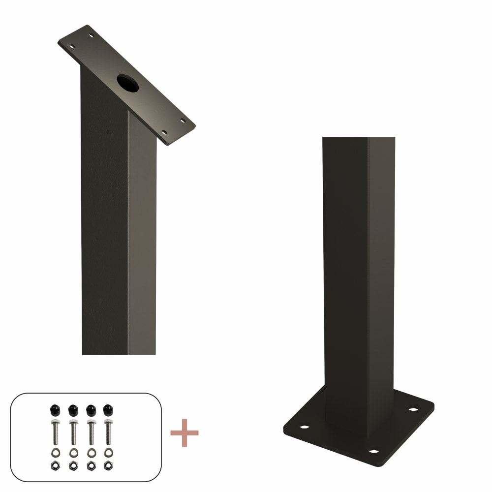 Plus stålstolpe med fod til trappegelænder inkl. bolte og møtrikhætter sort 4,5 x 4,5 x 87,2 cm