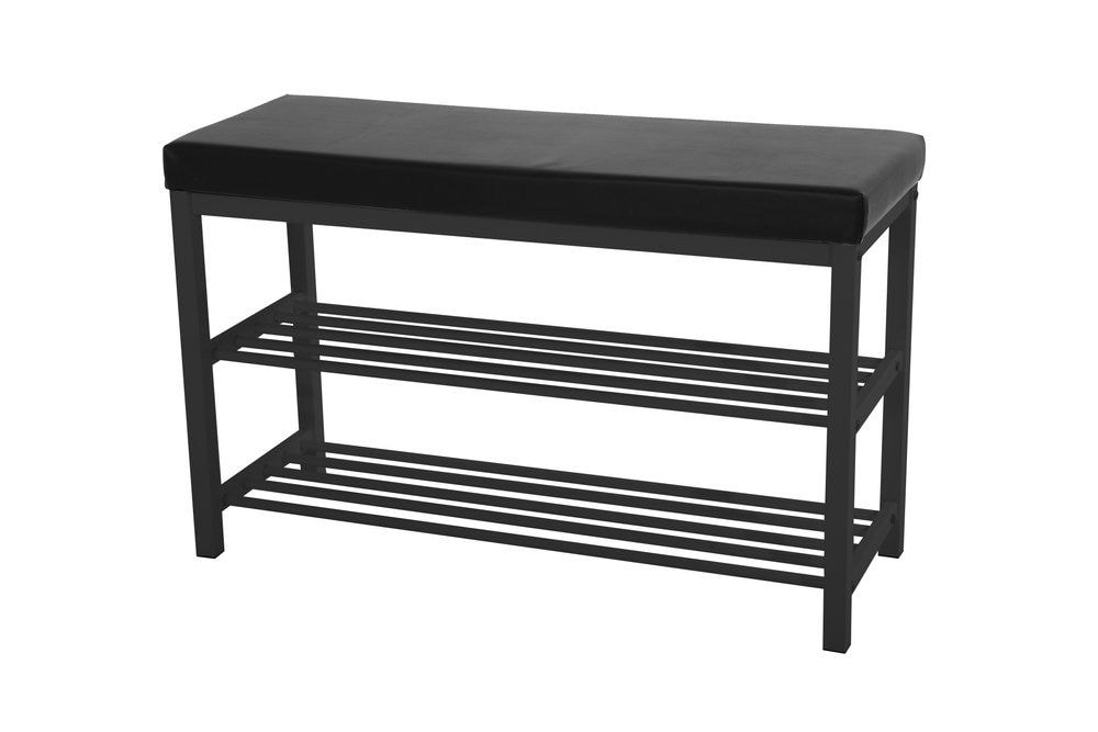 4Living bænk sort med skohylde 80 x 30 x 51 cm