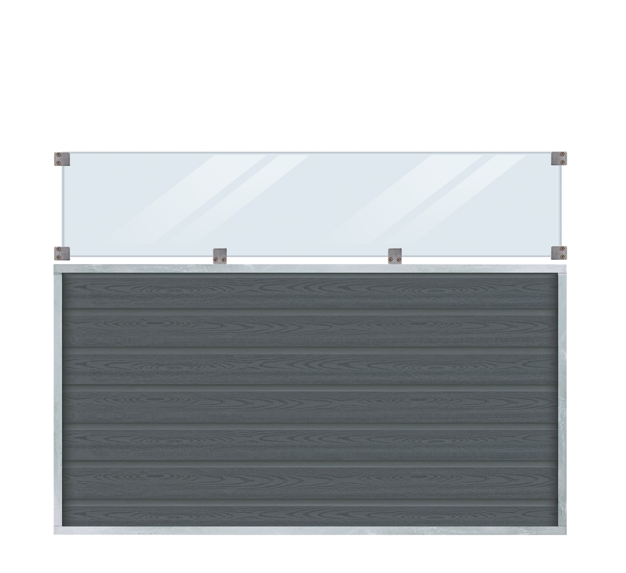 Plus Artura hegn i skifergrå komposit med klar glas 180 x 135 cm