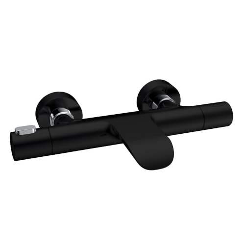 Bathlife Brusa Tapp badekarsarmatur i mat sort med termostat og omskifter