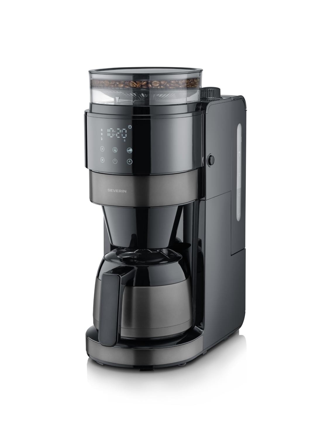 Severin KA 4831 termokaffemaskine med kværn 8 kopper dark inox 900W