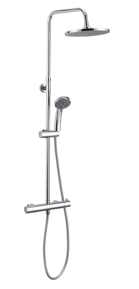 Nortiq brusesystem i krom med termostat og Ø22 cm brusehoved