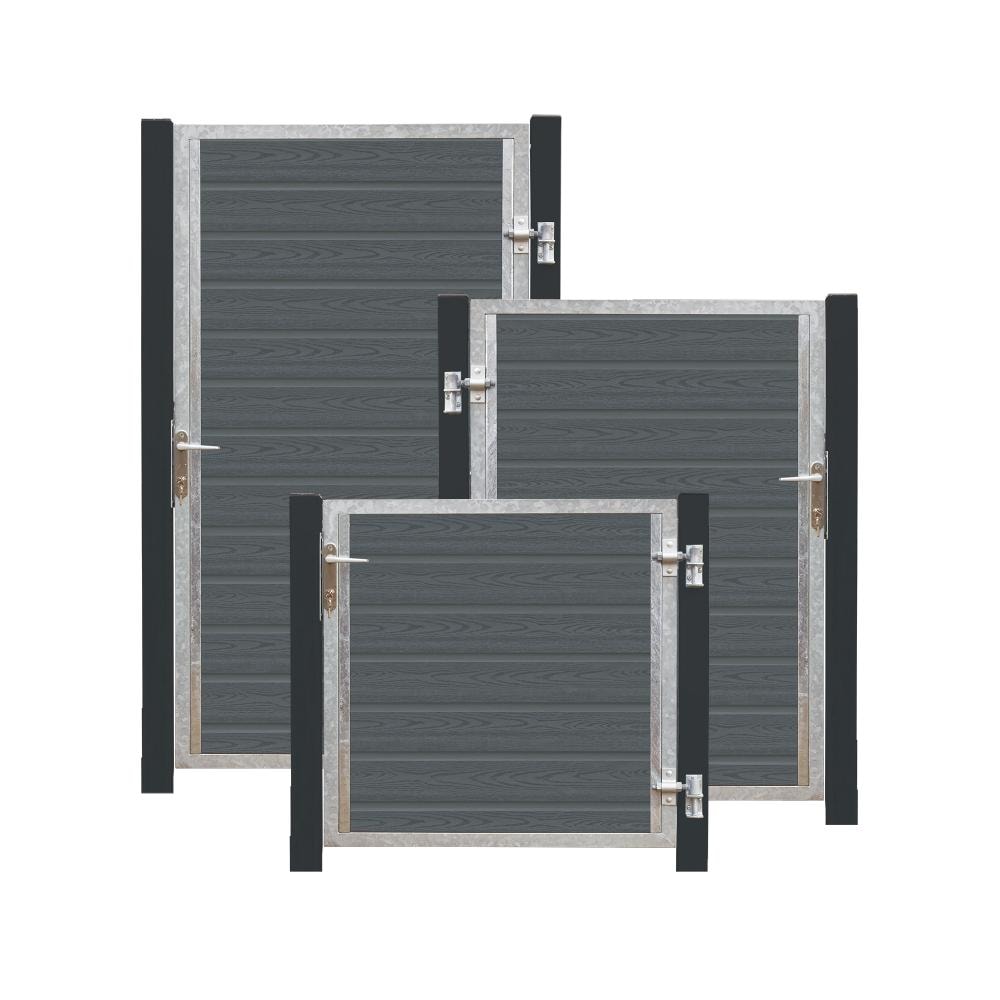 Plus Artura låge højre skifergrå komposit inkl. gråsorte stolper 99 x 95 cm