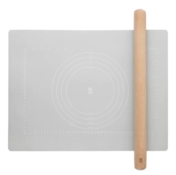 Rig-Tig Bake-It bagerulle og bagemåtte light grey