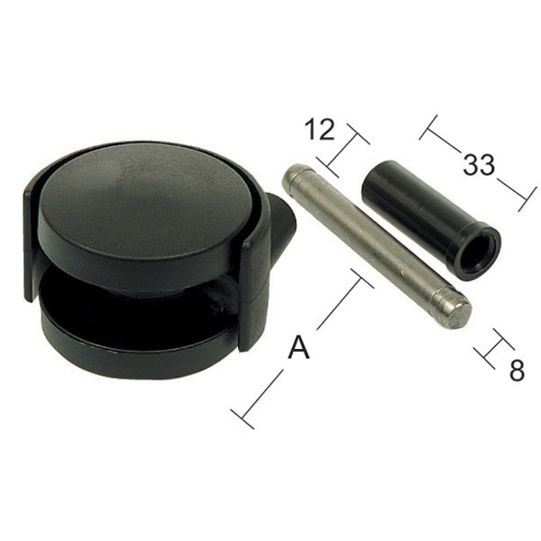 Habo møbelhjul drejelig med tap sort 50 mm 4 stk