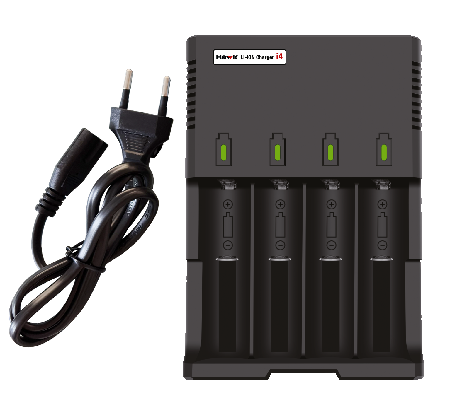 Hawk Batterioplader i4 til 18650 Lithium Batterier | Batterioplader | Batterier & Batterioplader