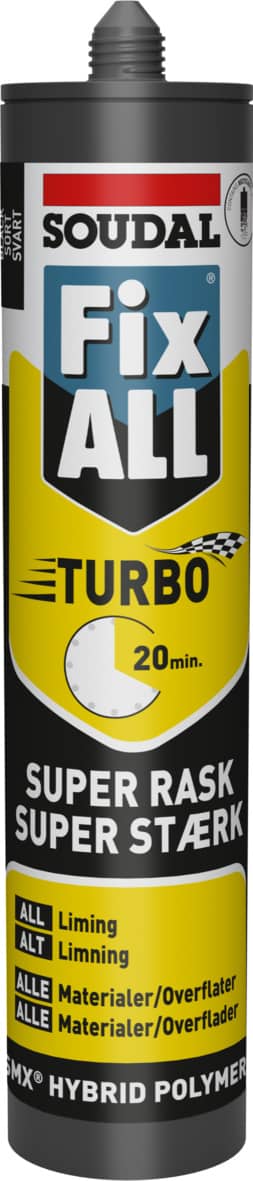 Soudal Fix ALL Turbo fugeklæber hybrid polymer sort 290 ml