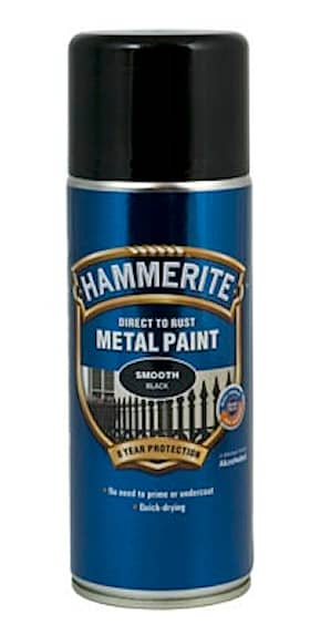 Hammerite glat effekt metalmaling i sort.Spraydåse med 400 ml.
