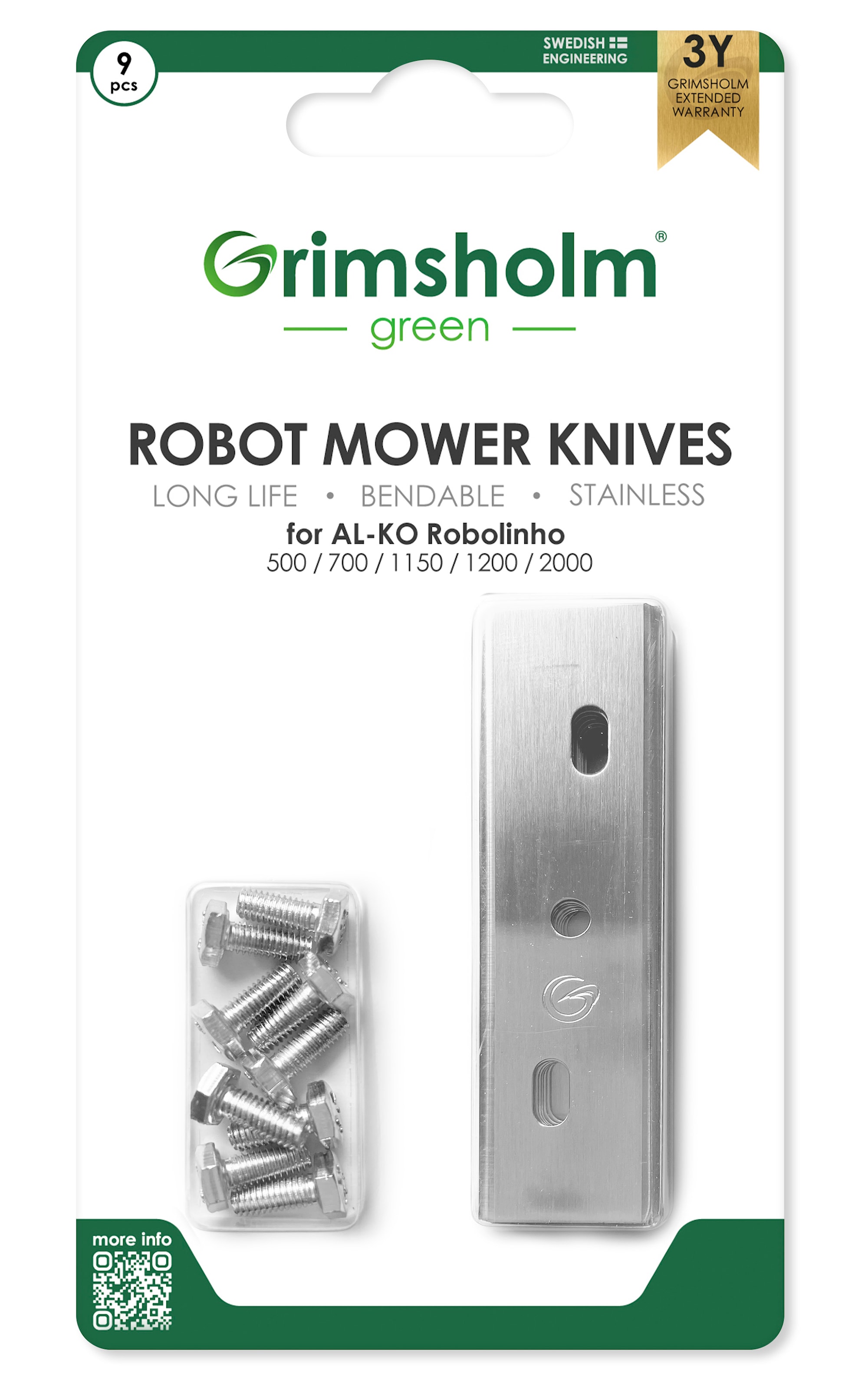 Grimsholm Knive til AL-KO Robolinho (E modeller) 9 stk