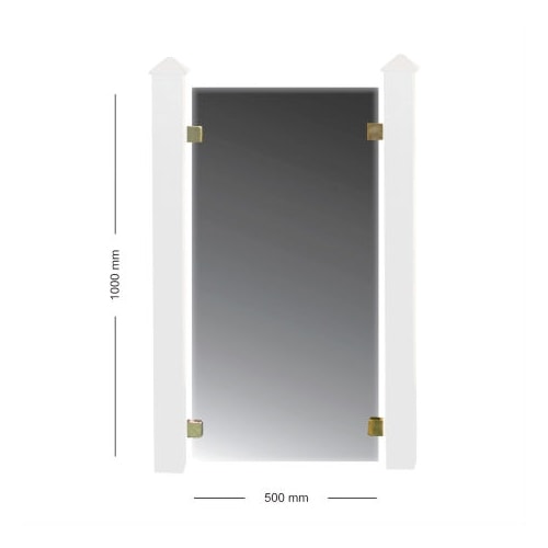 Hortus glashegn røgfarvet hærdet glas inkl. 4 glasbeslag 500 x 1000 mm