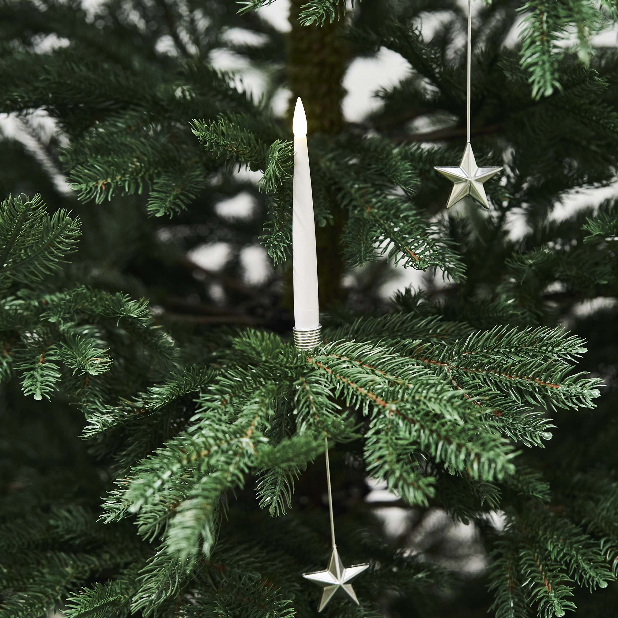 Nordic Winter juletræslys sølv med holder og fjernbetjening 20 stk.