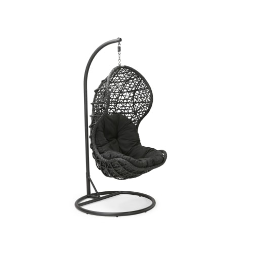 Hillerstorp Ägget hængestol i sort med sort hynde