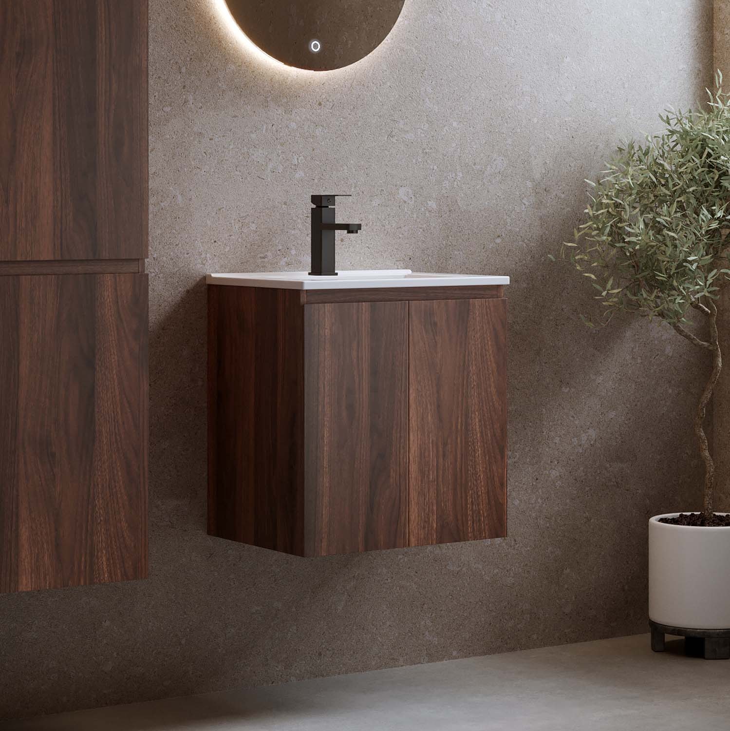 Bathlife Smila 600 badmøbel i valnød med vask