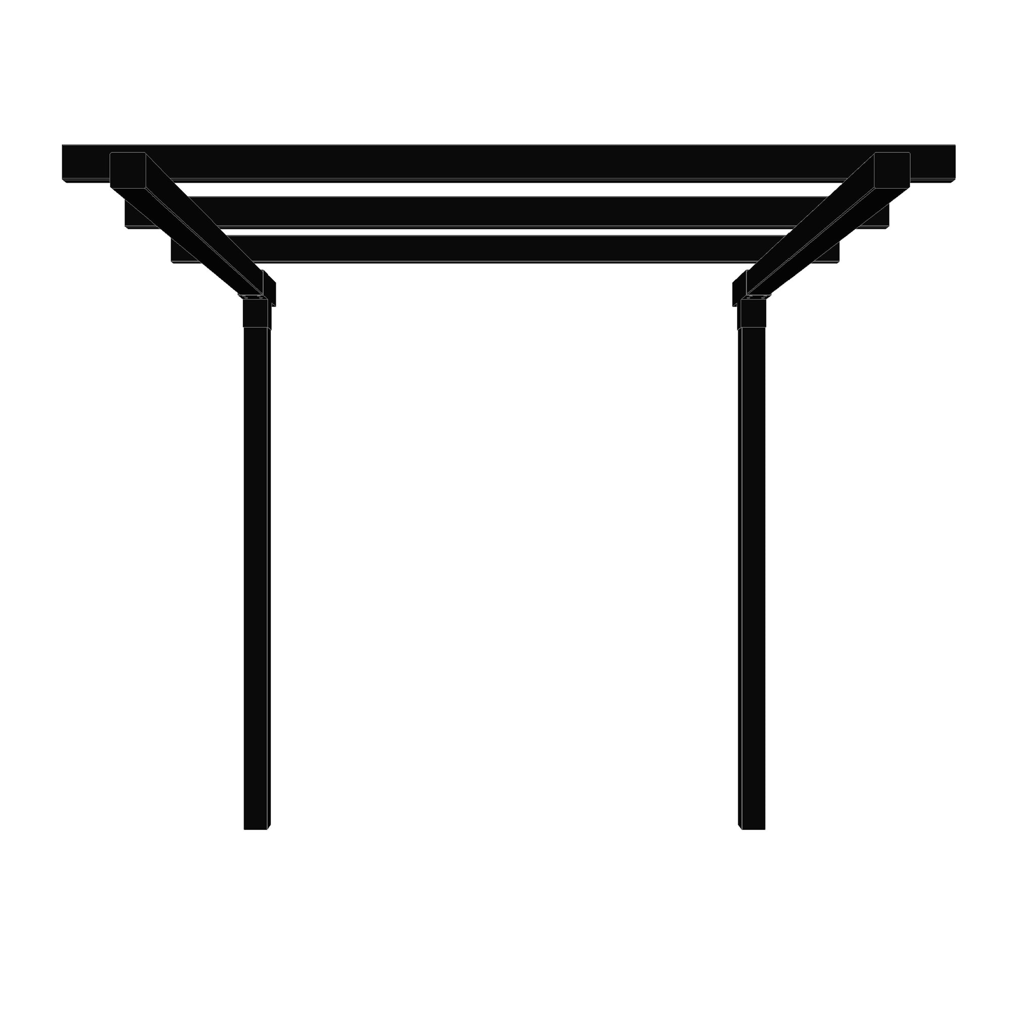 Plus pergola dobbelt forlængermodul grundmalet i sort B238 x H226 x L188 cm