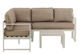 Venture Design Salvador hjørnesofa i beige med sandfarvede hynder og sofabord