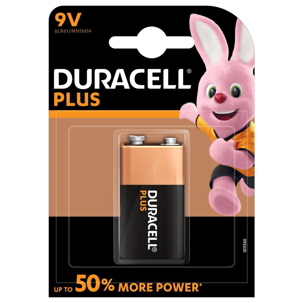 Duracell Plus batterier 9V 6LR61.Pakke med 1 stk.