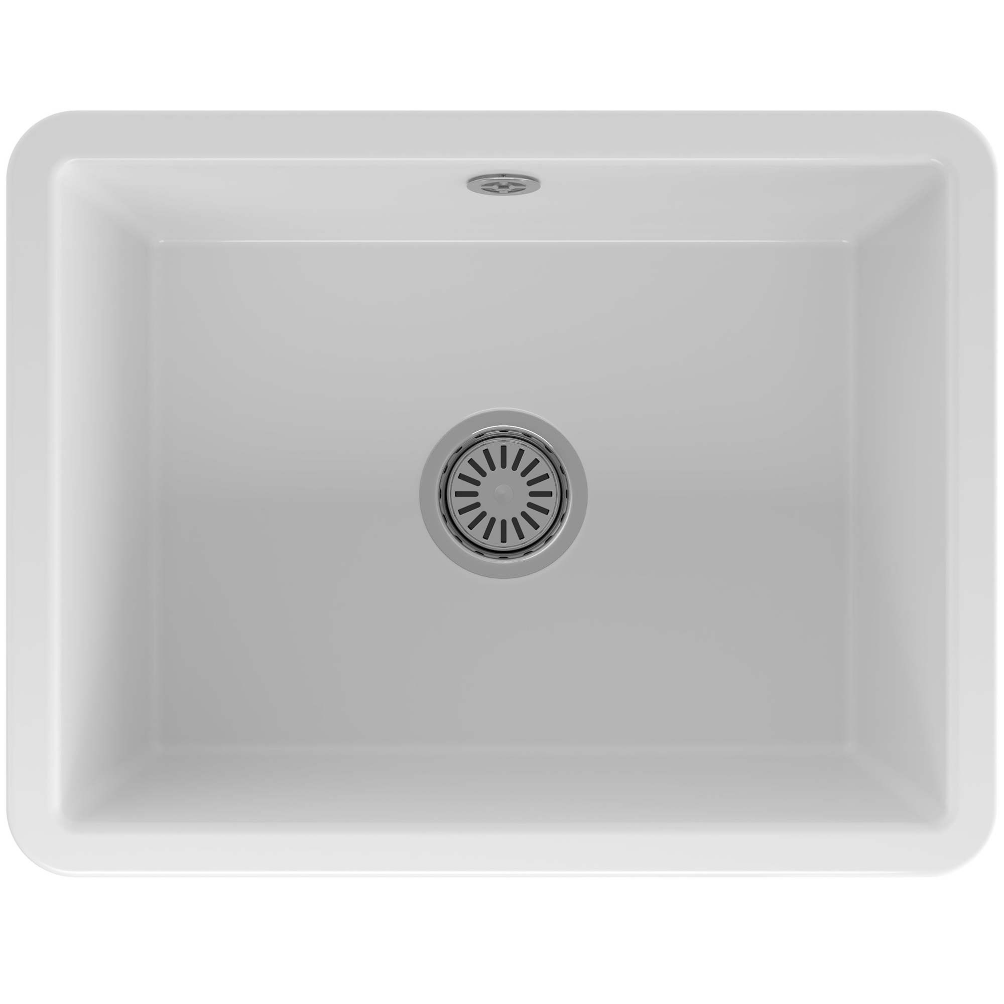 Lavabo Mataro II keramik køkkenvask i hvid med afløb i PVD messing