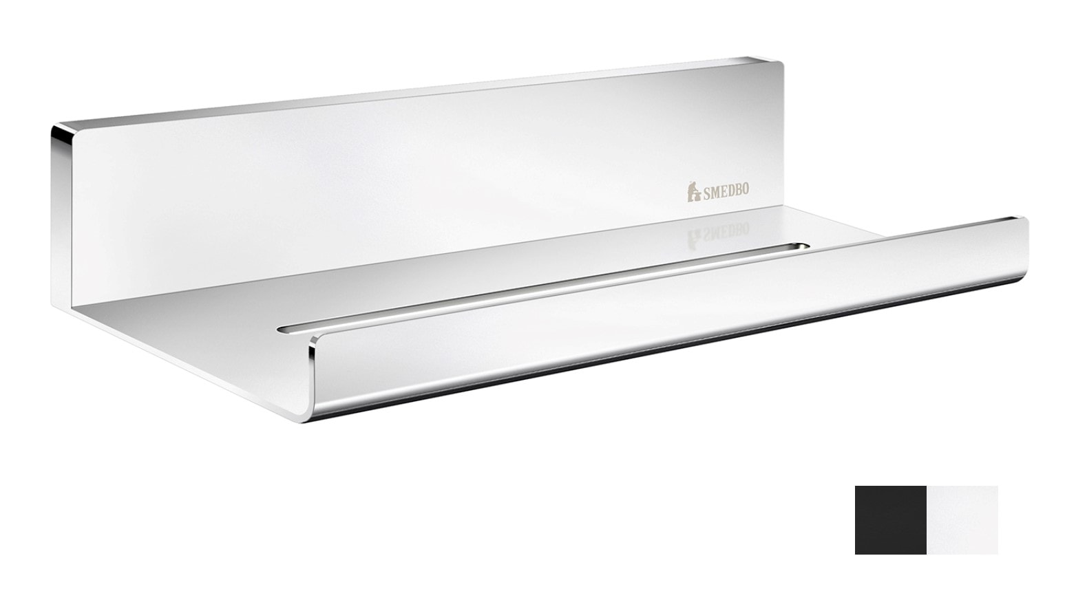 Smedbo Sideline brusehylde i sort 250 x 112 mm, vægplade højde 47 mm