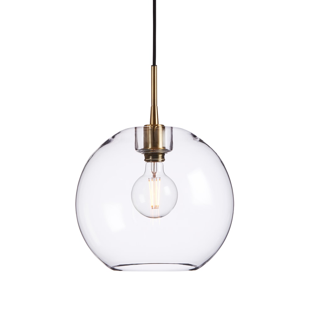 Belid Gloria pendel messing/klar glas E27 dæmpbar Ø32 cm