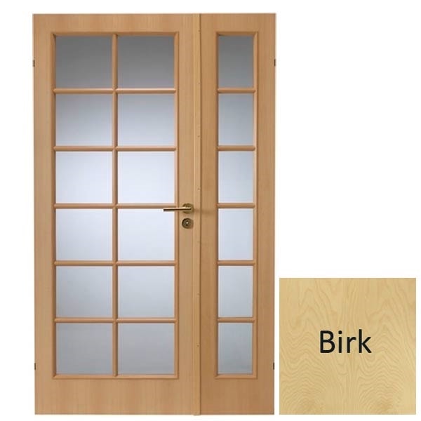Swedoor Easy Nature SP12+SP6 40 mm birk dør m. glas 62,5+39,8x200 cm (11x20,5)