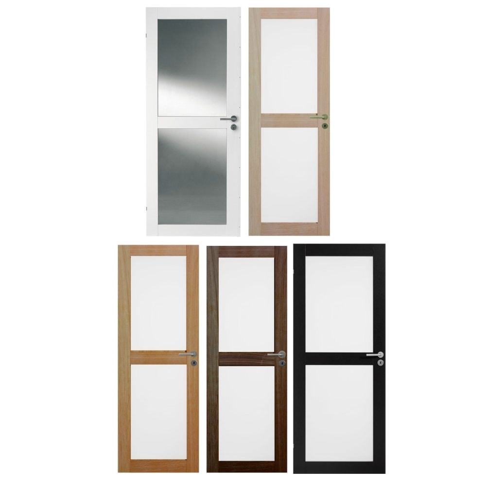 Swedoor Unique GW02L, 40 mm massiv Fyldingsdør m/ glas VALNØD 92,5x204 cm (10x21)
