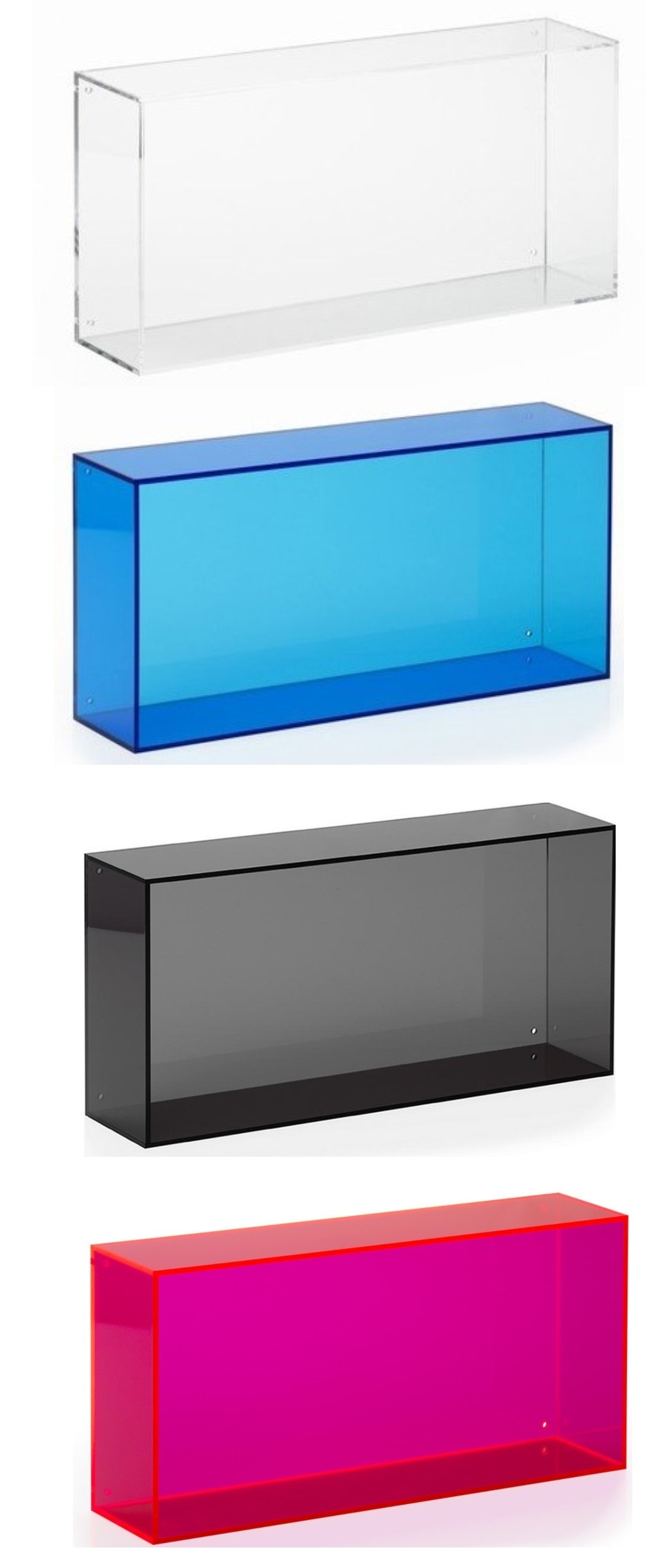 Neon Living Wall Box Oblong opbevaringsboks i røgfarvet akryl til væg
