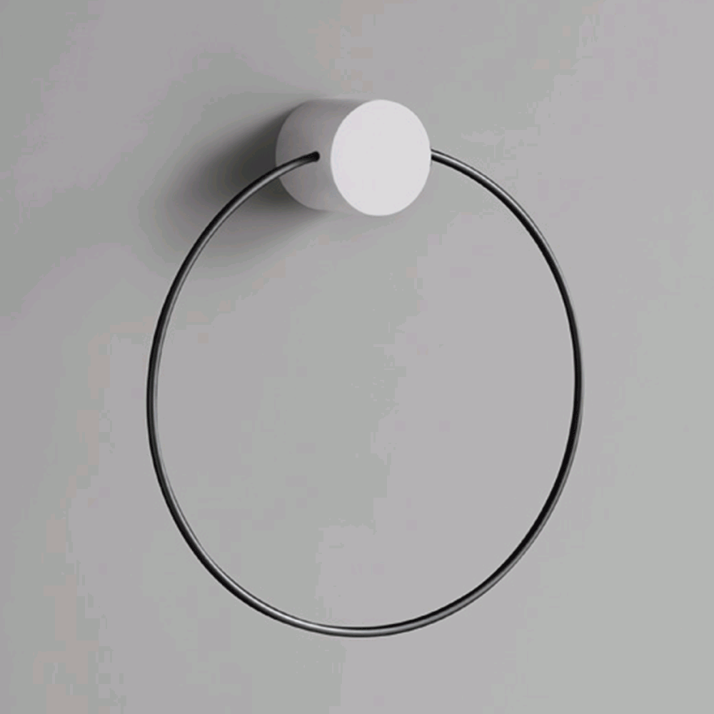 Lavabo håndklædeholder med porcelænsknop mat grå Ø25 cm