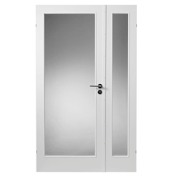 Swedoor Stable GW1+GW1, 40 mm massiv dør m/ glas HVID 82,5+39,8 x204 cm (13x21)