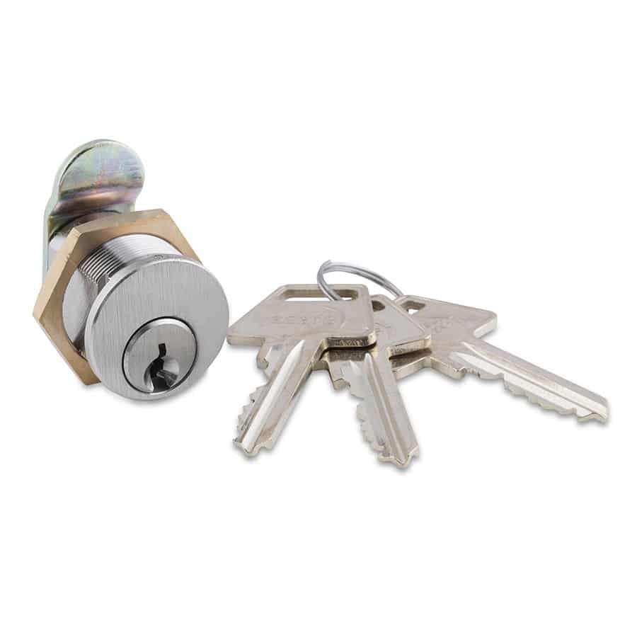 Jasa postkasselås 6-stift matnikkel H/V + Op/Ned inkl. 3 nøgler