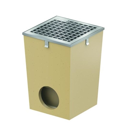 Plastmo vandhanebrønd med rist i galvaniseret stål og galvaniseret karm