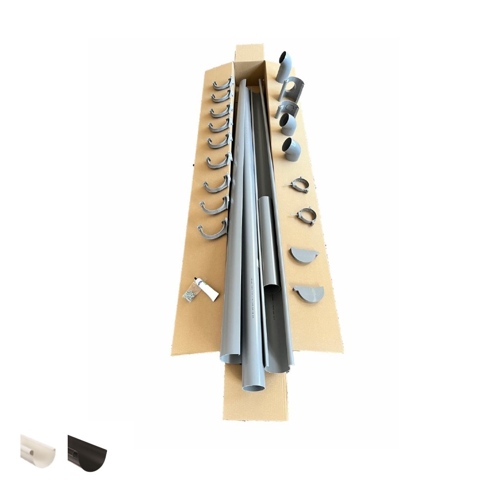 Rias Rodena tagrendesæt komplet hvid plast 4 meter | Tagrender | Tagmaterialer