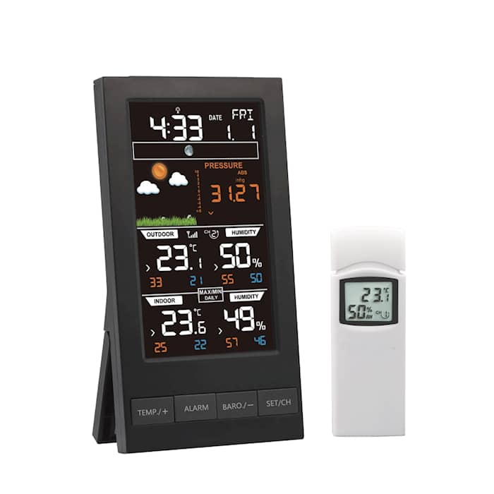 Agimex vejrstation m/temperatur, fugtighedssensor og barometer