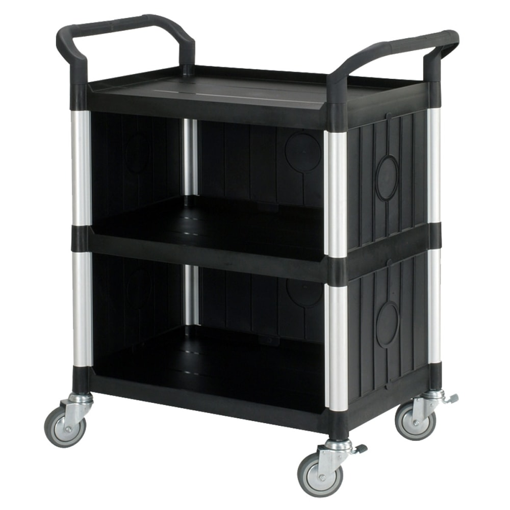 Matador serveringsvogn sort/alu 3 hylder og lukkede sider maks. 250 kg