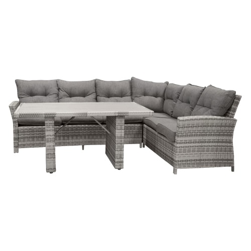 Venture Design London Loungesæt i grå kunstflet med grå aintwood og grå hynder