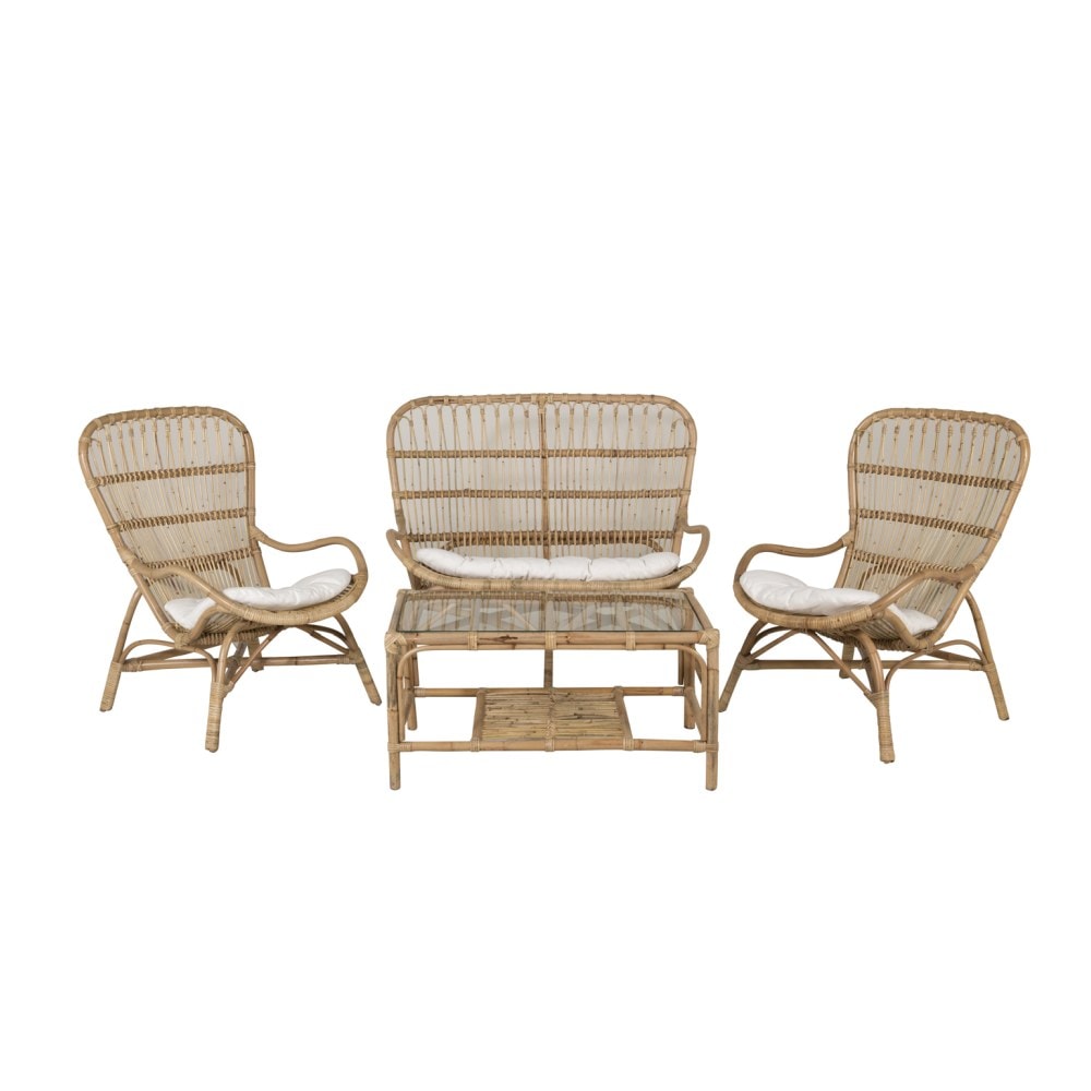 Venture Design Ella loungesæt i naturflet med off-white hynder