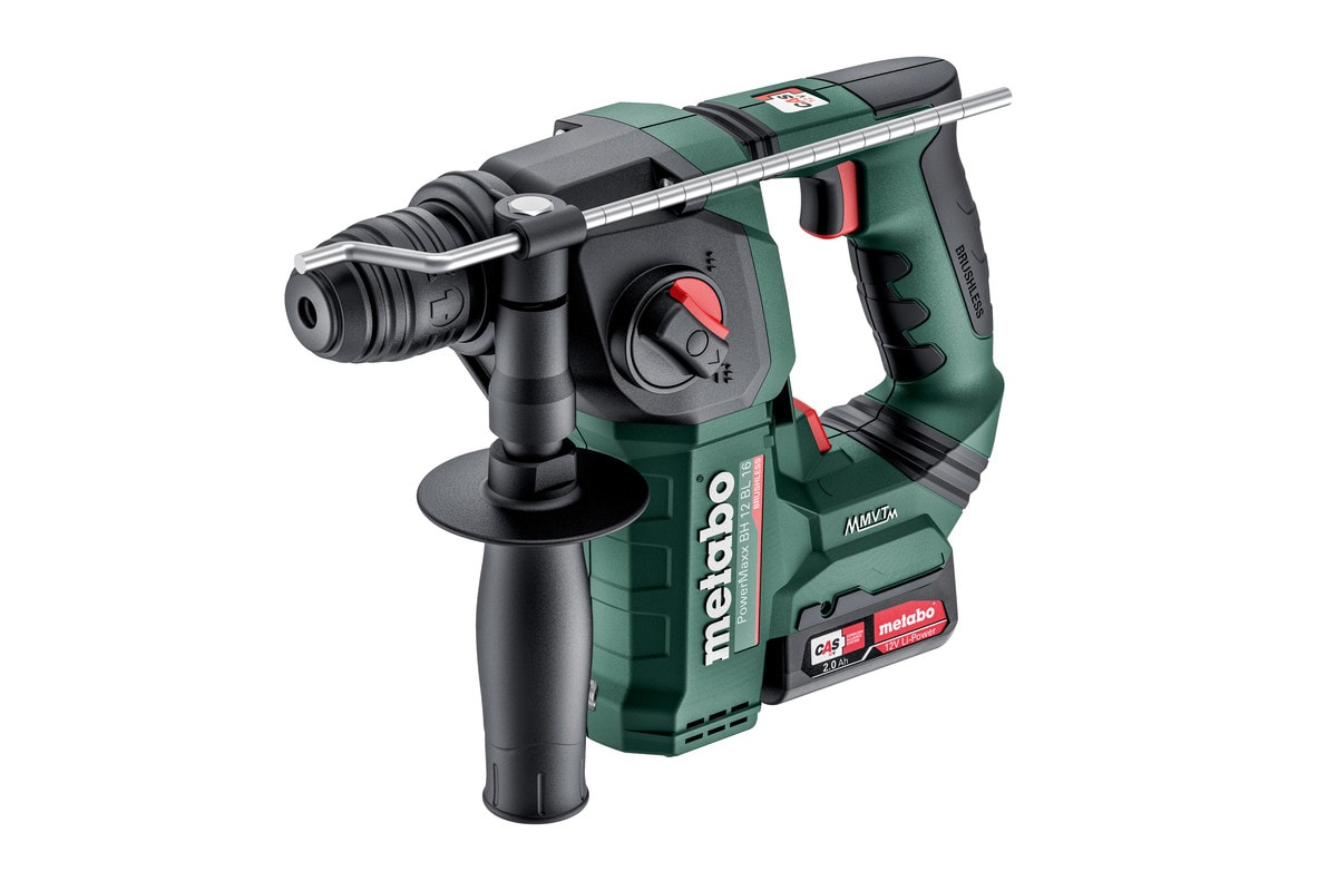Metabo borehammer PowerMaxx BH 12 BL 16 med 2x2Ah batterier og lader