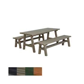 Plus Country plankesæt bord og 2 bænke i grundmalet gråbrun