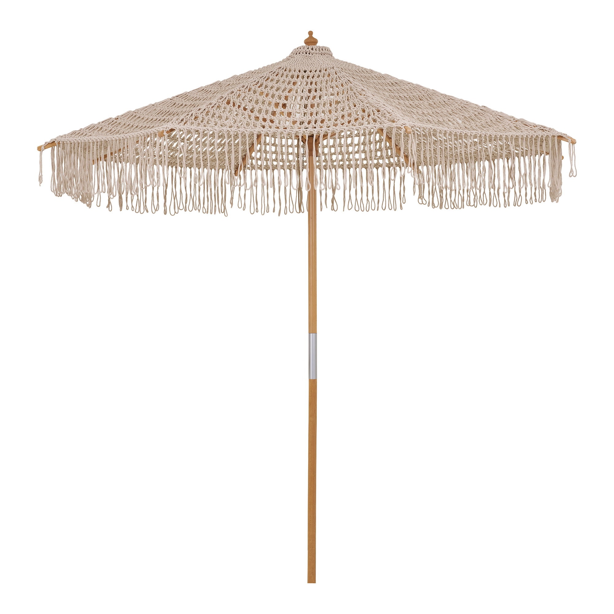 House Nordic Martos parasol hæklet bomuld træstok beige Ø250 cm