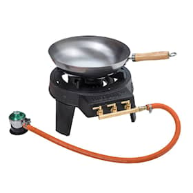 Hot Wok Professional gasbrænder på 12,0 KW inkl. wokpande, gasregulator og slange