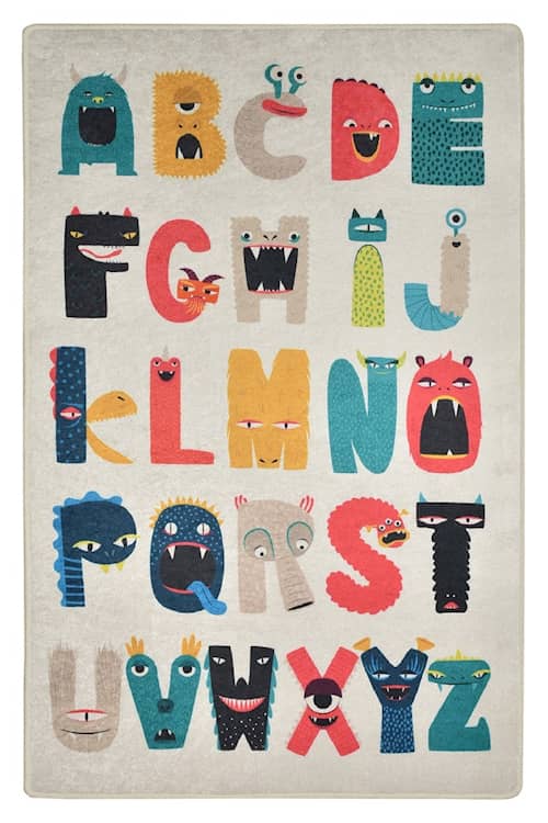Daylife Monster Letters tæppe i grå 100 x 160 cm