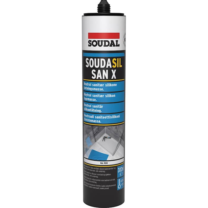 Soudal Soudasil San X sanitetssilikone ren hvid RAL 9010 300 ml