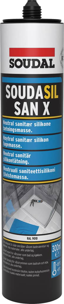 Soudal Soudasil San X sanitetssilikone ren hvid RAL 9010 300 ml