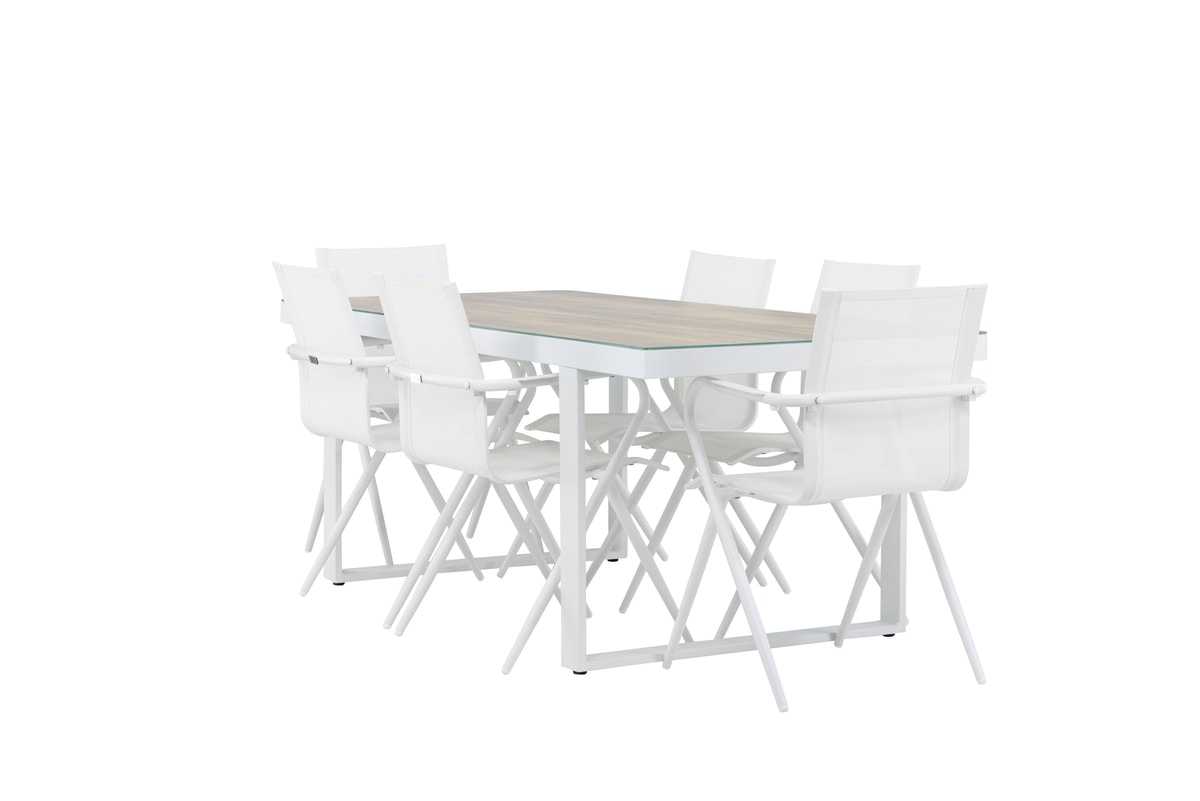 Venture Design Merlo & Alina møbelsæt med bord og 6 stole i hvid