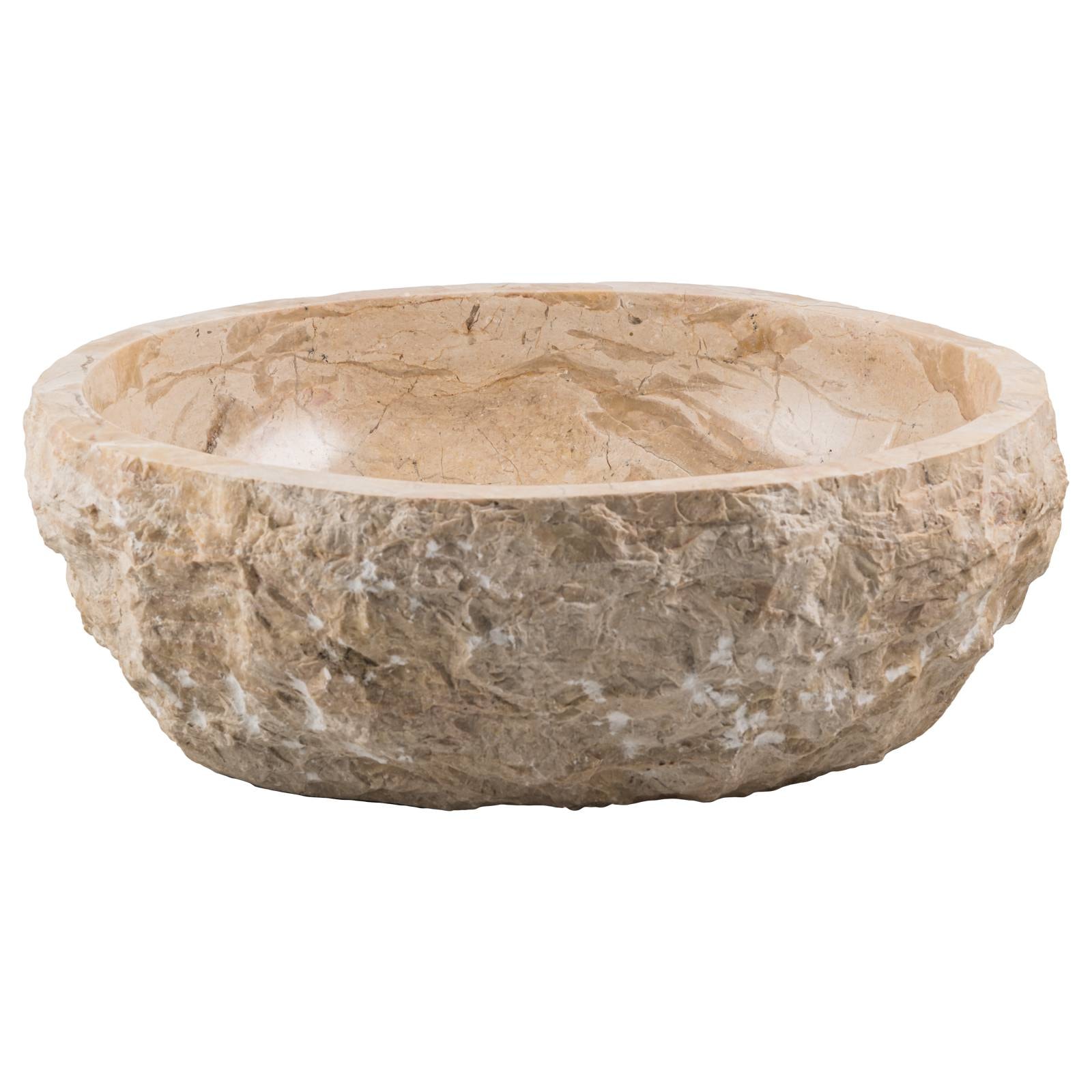 GemLook GL324 håndlavet håndvask i beige erosi marmor oval 45 x 35 cm